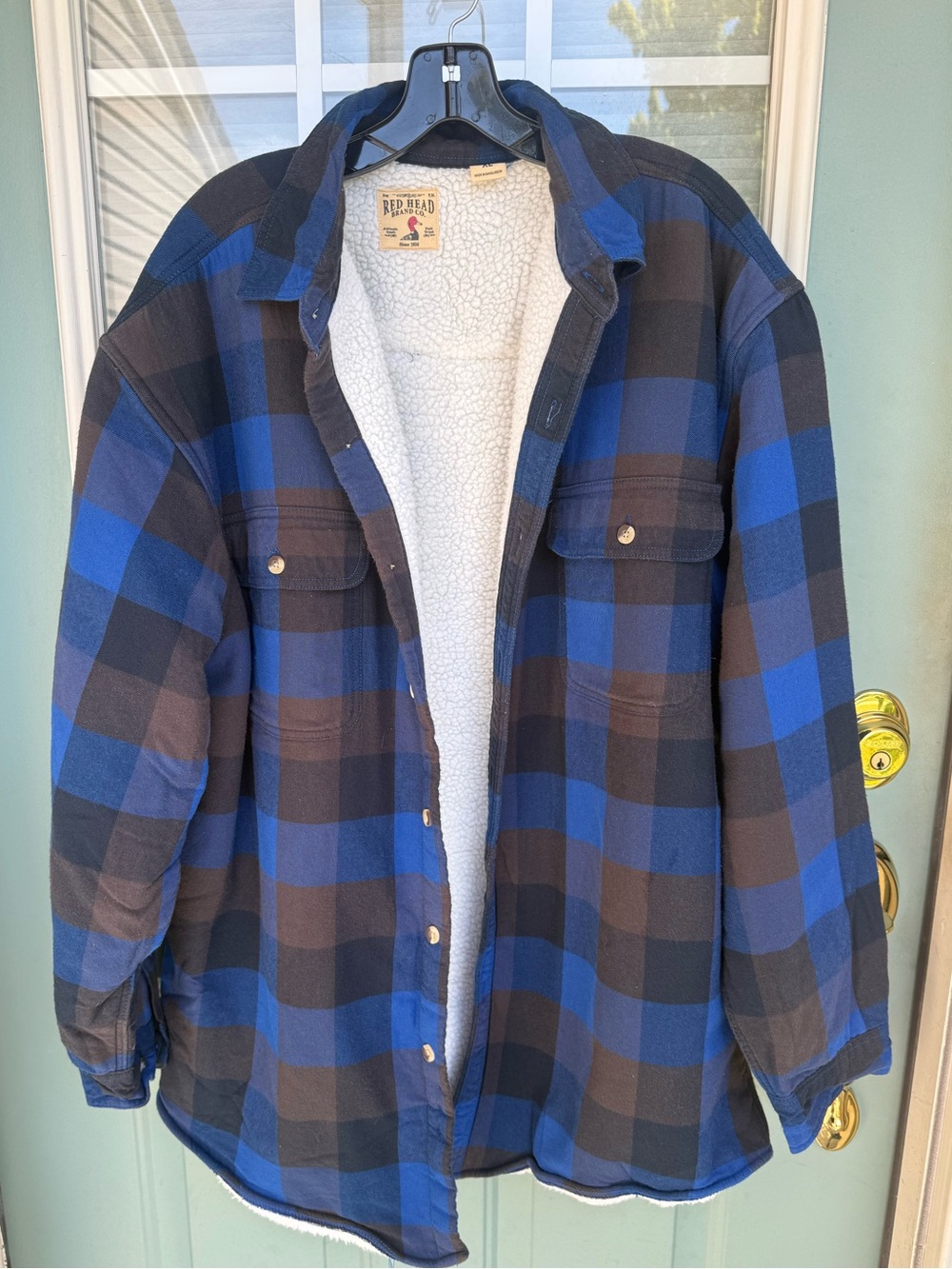 RedHead Blue and Black Plaid Kids Jean Jacket